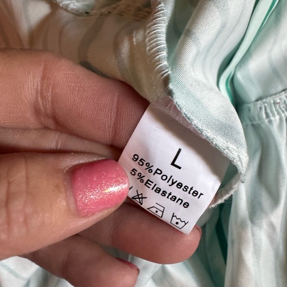 Green Striped Women's bow tie front Top - Picture 8 of 8